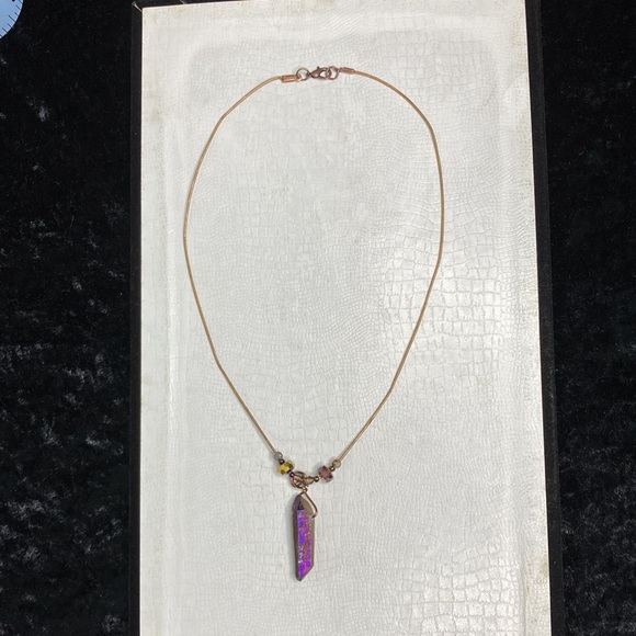 Hand Crafted Boho Electroplated Quartz And Crystal Bead Necklace NEW - Picture 8 of 10